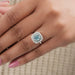 Fancy Blue Cushion Cut Double Halo Lab Diamond Ring Rings