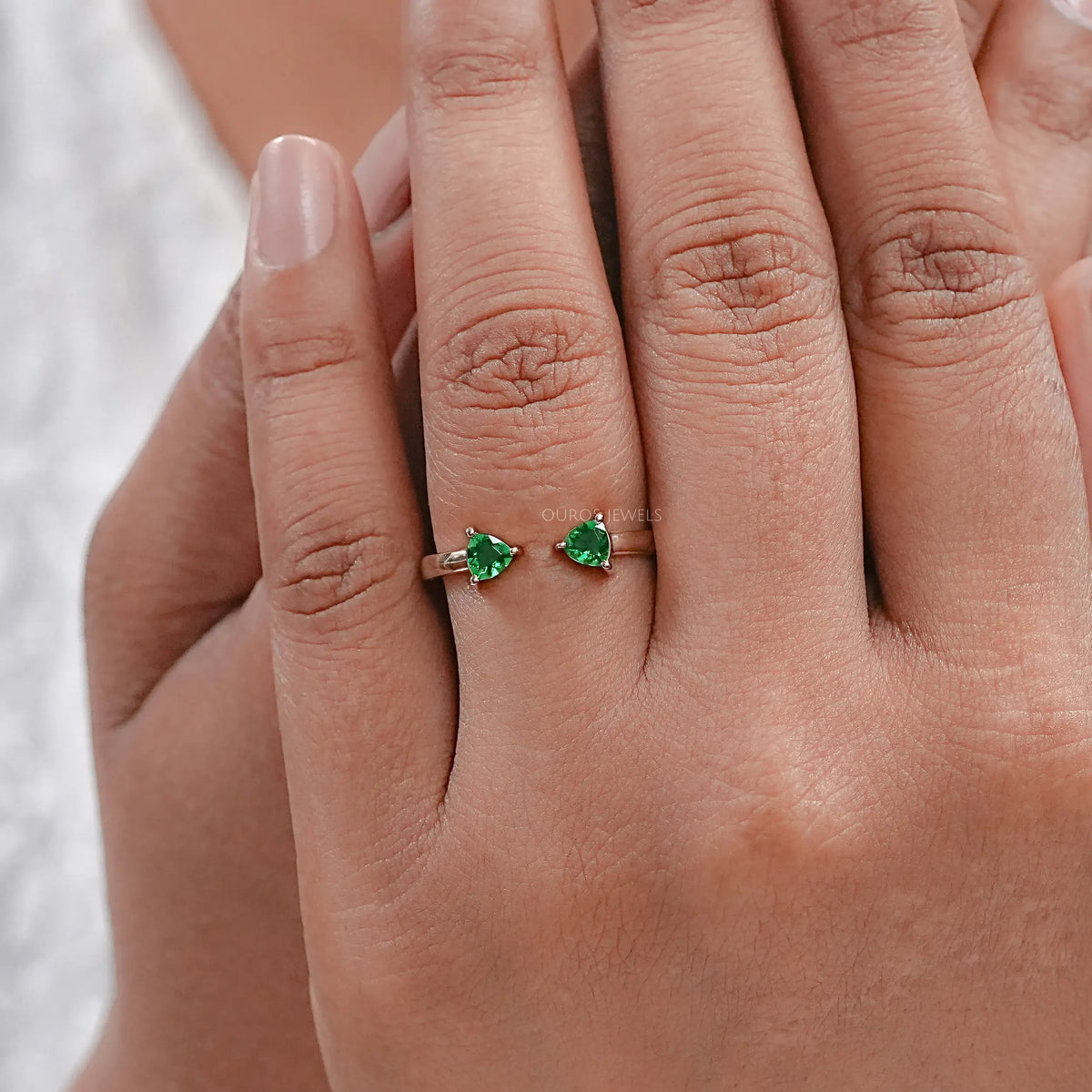 Trillion Gemstone Open Cuff Ring Rings