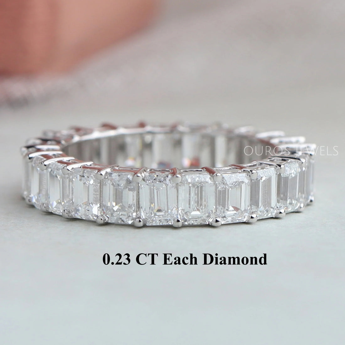 Emerald Cut Lab Diamond Full Eternity Wedding Band