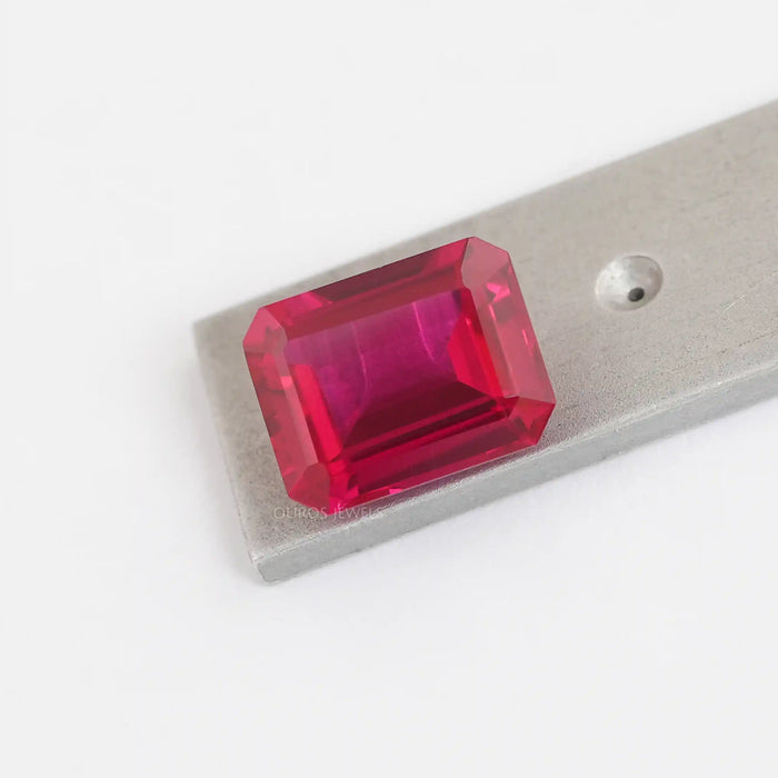 9.27 Carat Emerald Shape Light Red Ruby Gemstone