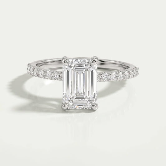 IGI Certified Emerald Cut Diamond Solitaire Accent Ring Rings
