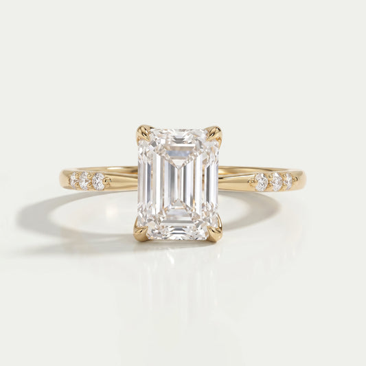 Emerald Cut Lab Grown Diamond Solitaire Accent Ring Ring