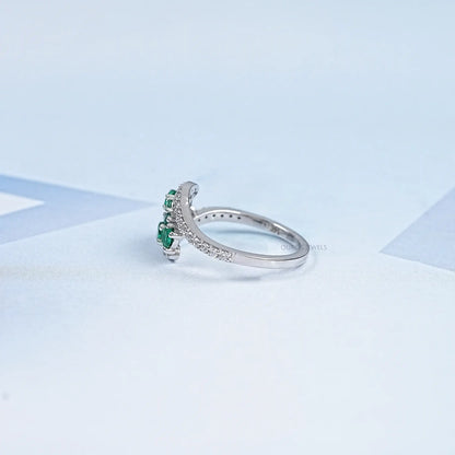 Emerald Cluster And Round Bypass Ring