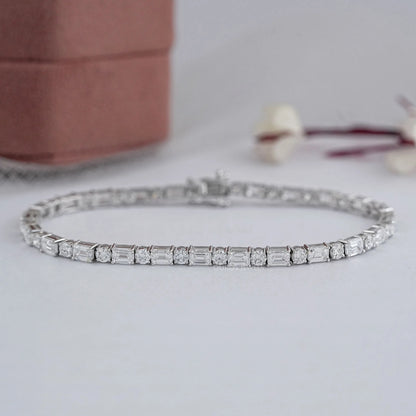 Emerald And Round Lab Diamond Tennis Bracelet Bracelet