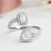 Emerald And Trilliant Cut Halo Lab Diamond Bypass Engagement Ring