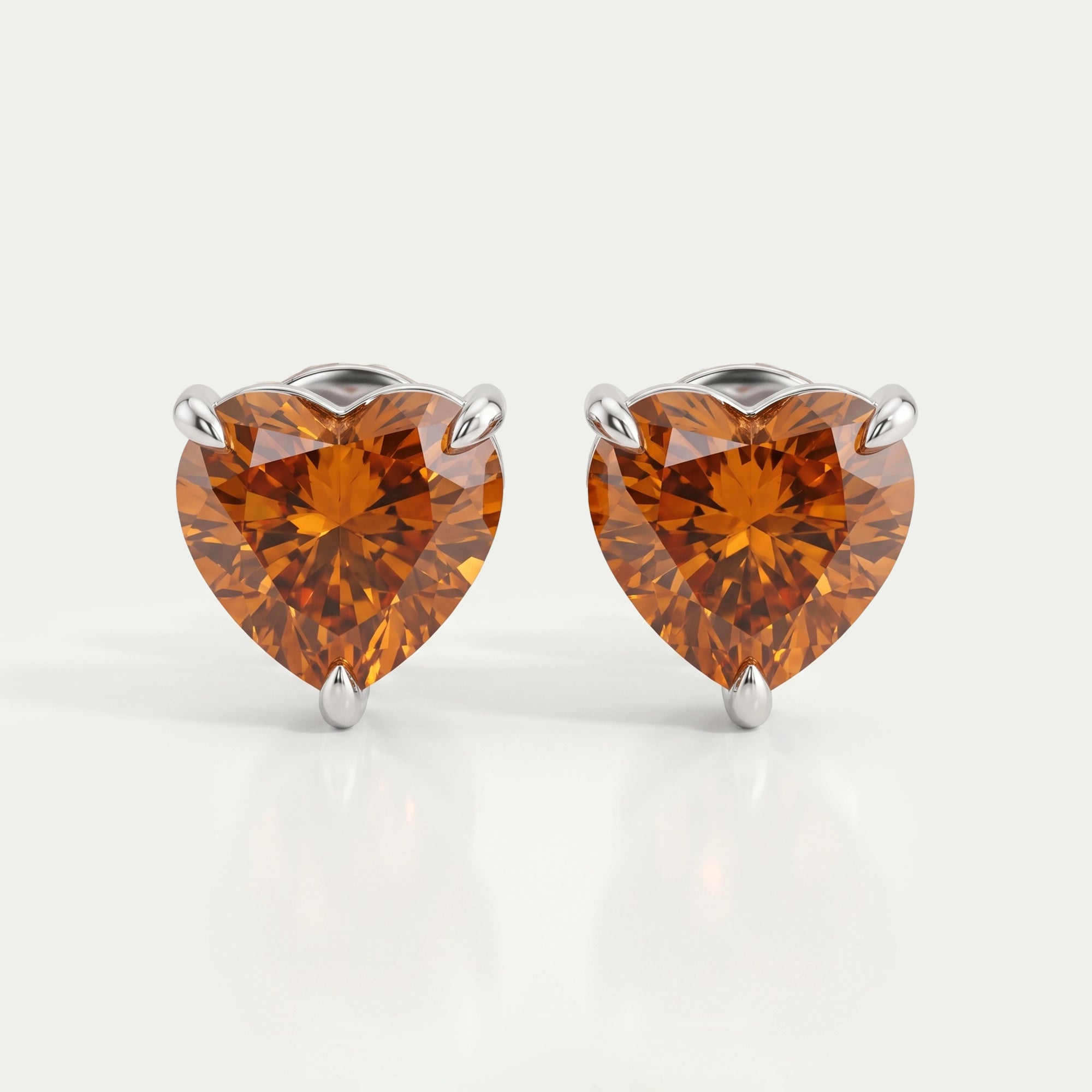 Rote Herz Diamant Solitär Ohrstecker