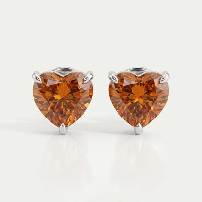 Rote Herz Diamant Solitär Ohrstecker