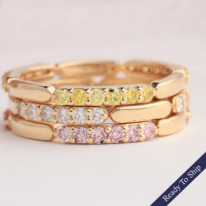 Fancy Color Round Cut Lab Grown Diamond Wedding Band