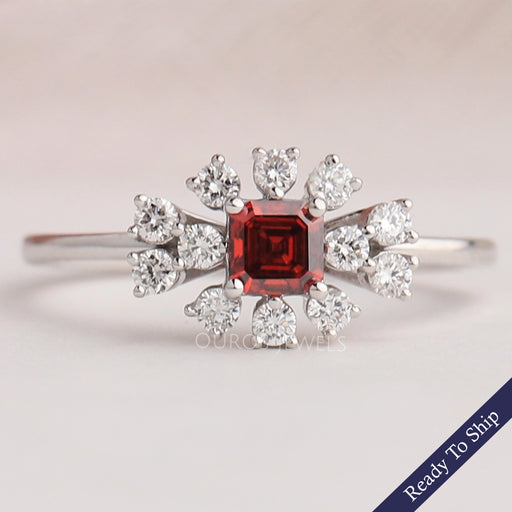 Asscher Cut Lab Grown Diamond Engagement Ring