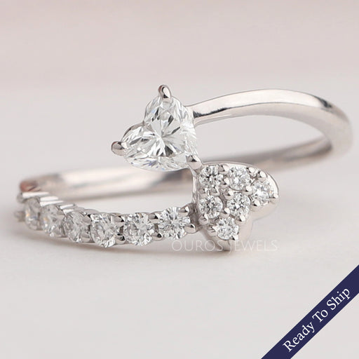 Heart Diamond Bypass Set Dainty Ring