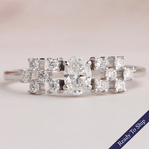 Oval Cut Cluster Diamond Ring