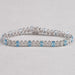 Alternating Blue Oval & Round Diamond Tennis Bracelet Bracelet