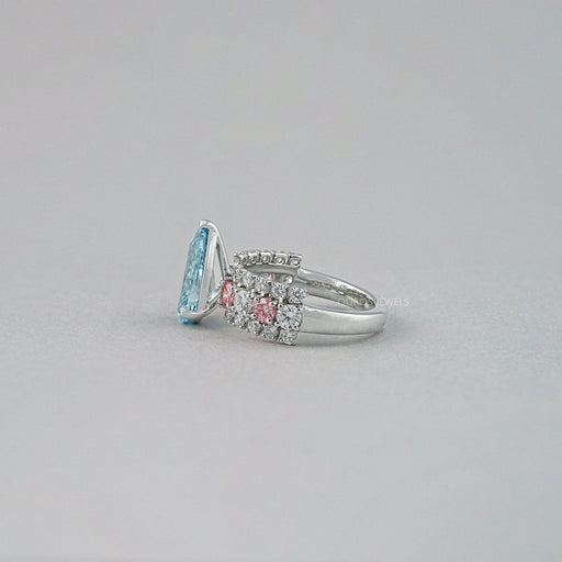 Fancy Blue Pear Lab Diamond Accent Cocktail Ring Ring