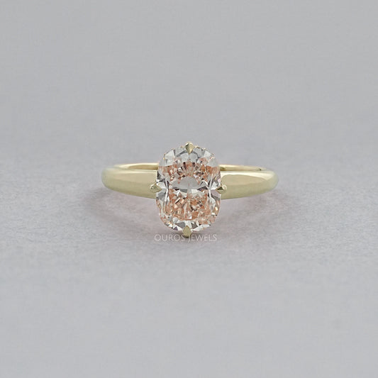 Fancy Intense Pink Cushion Cut Hidden Halo Ring