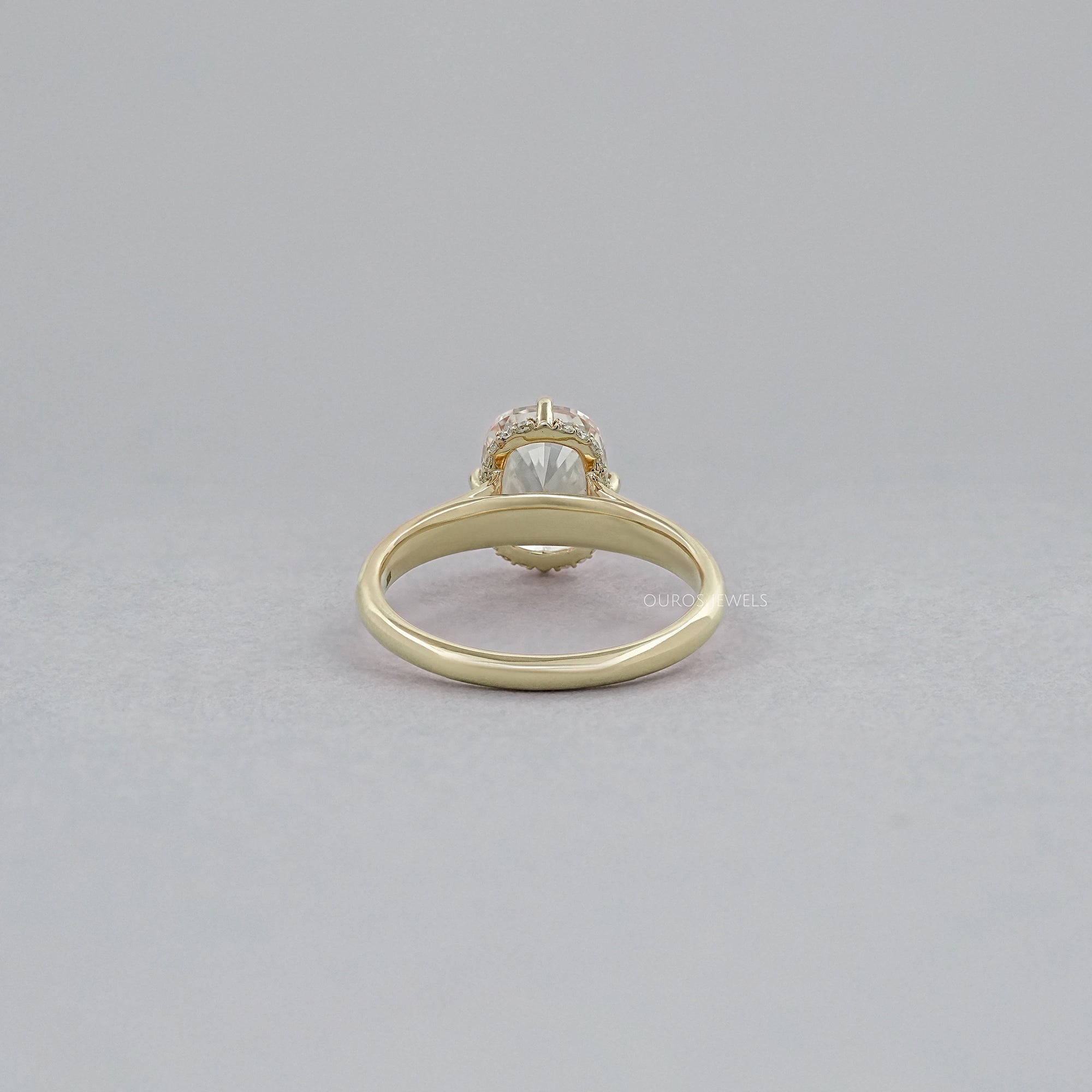 Fancy Intense Pink Cushion Cut Hidden Halo Ring
