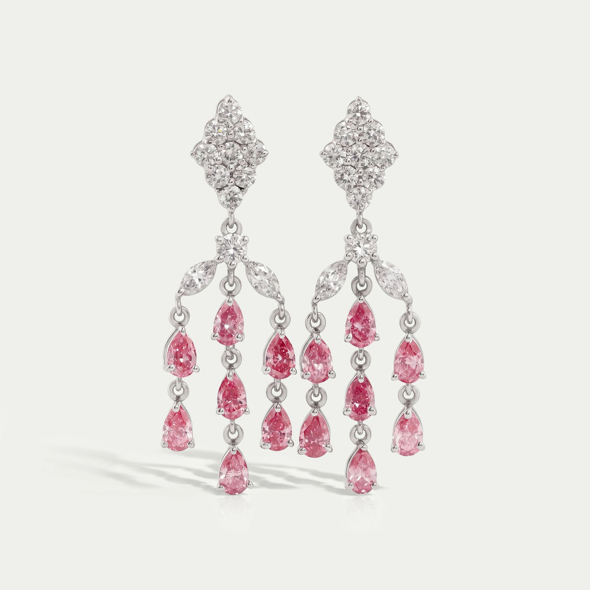 Fancy Pink Pear Chandelier Earrings Earrings