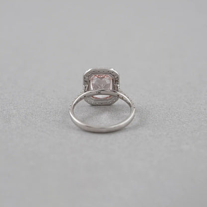 Fancy Pink Radiant Cut Halo Diamond Ring