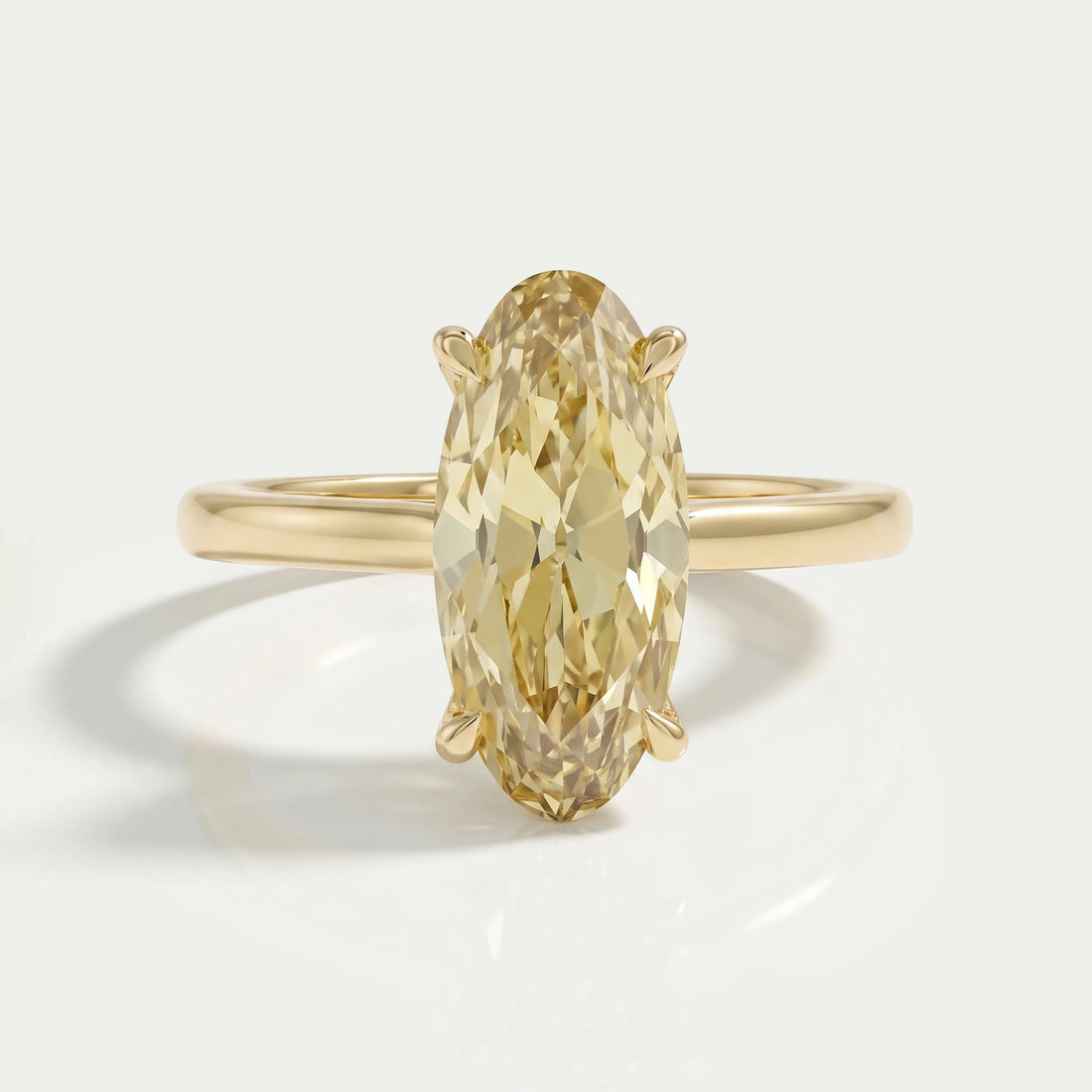Fancy Yellow Old Mine Moval Cut Solitaire Engagement Ring Rings