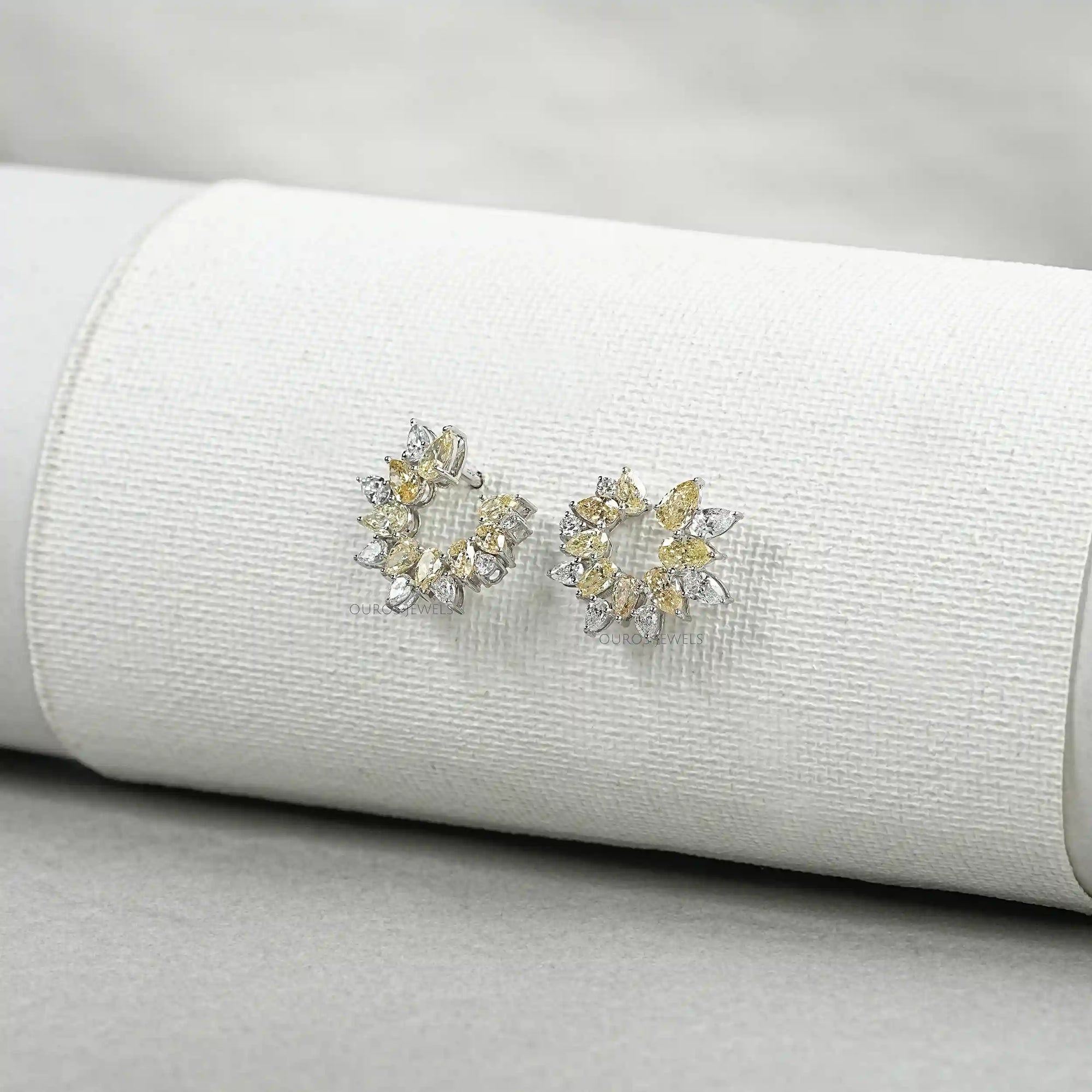 Yellow Pear Diamond Open Hoop Earrings Earring