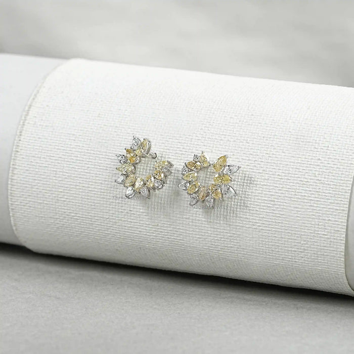 Yellow Pear Diamond Open Hoop Earrings Earring