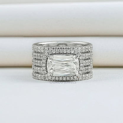 Five Row Ashoka Cut Lab Diamond Wedding Band