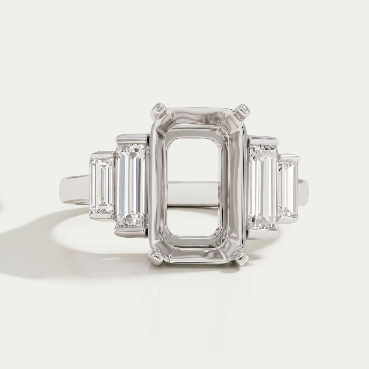 Five Stone Emerald Cut Semi Mount Wedding Ring
