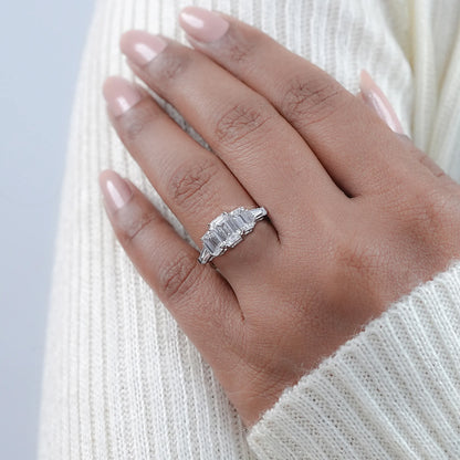 Emerald Lab Diamond Five Stone Engagement Ring Rings