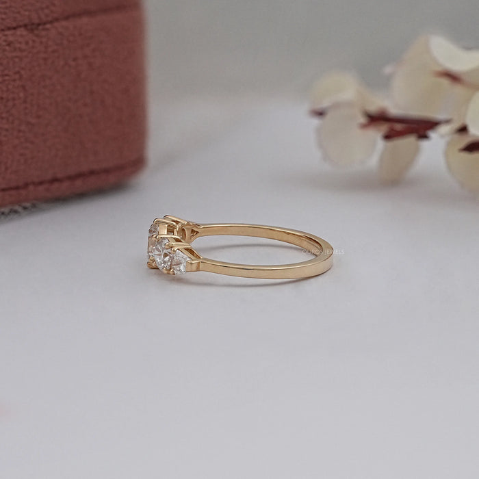 Round And Shield Cut Five Stone Diamond Engagement Ring