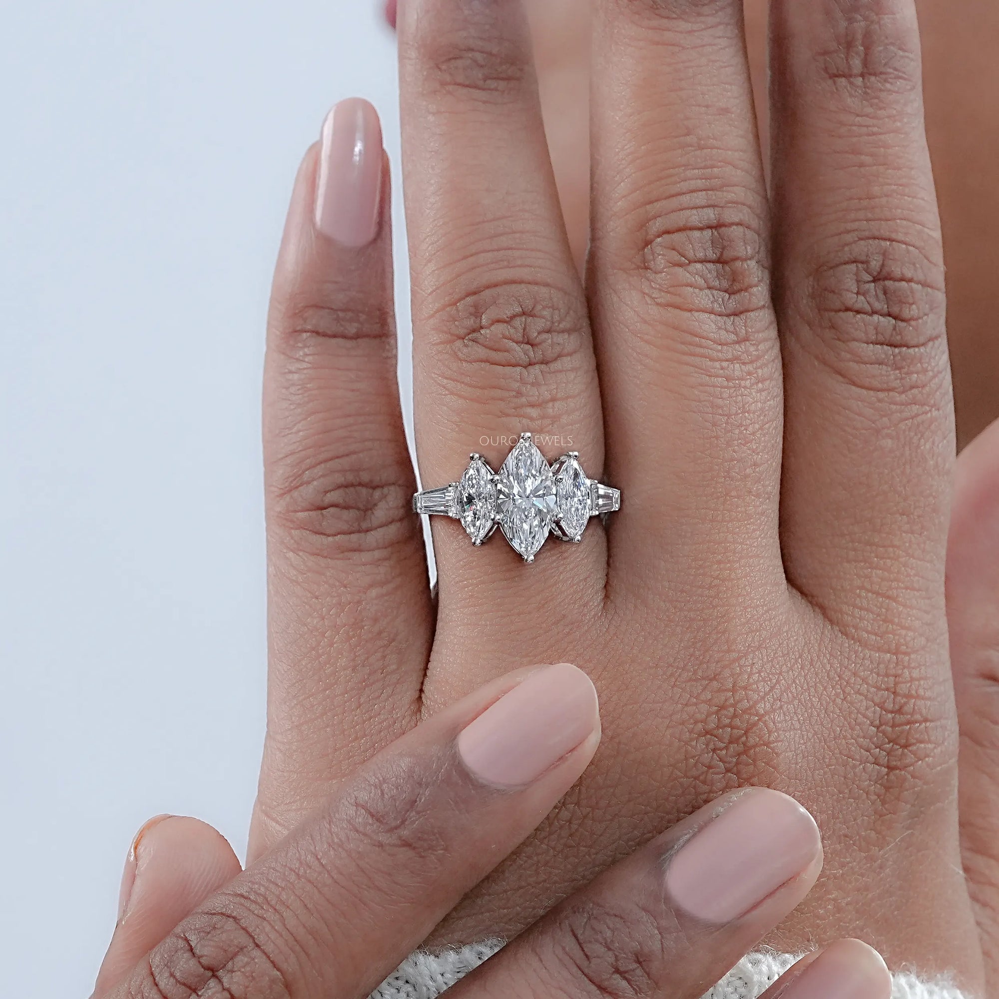 Five Stone Marquise Lab Diamond Engagement Ring