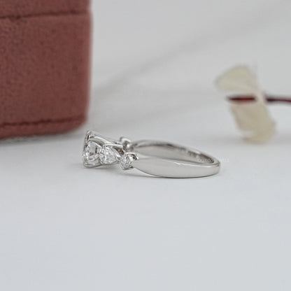Round And Pear Diamond Five Stone Engagement Ring Rings