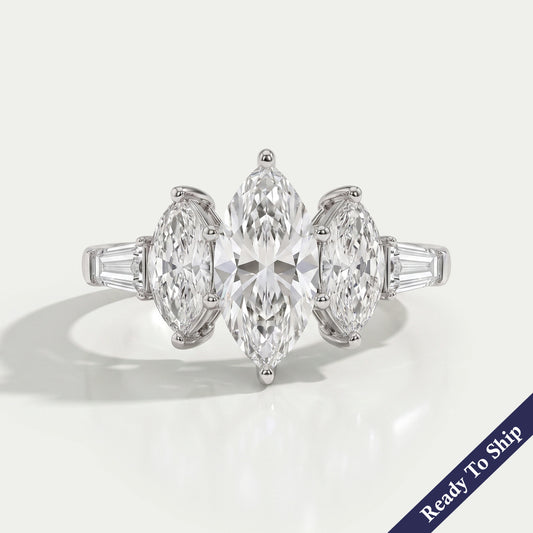 Five Stone Marquise Lab Diamond Engagement Ring