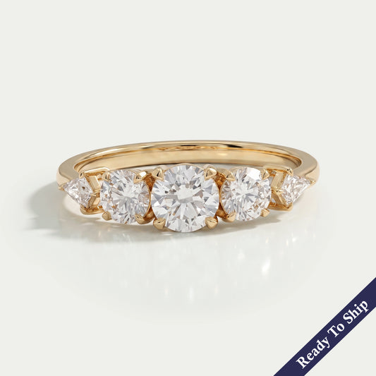 Five Stone Round And Kite Lab Diamond Engagement Ring