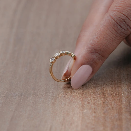 Five stone Round Lab Diamond Bezel Set Engagement Ring