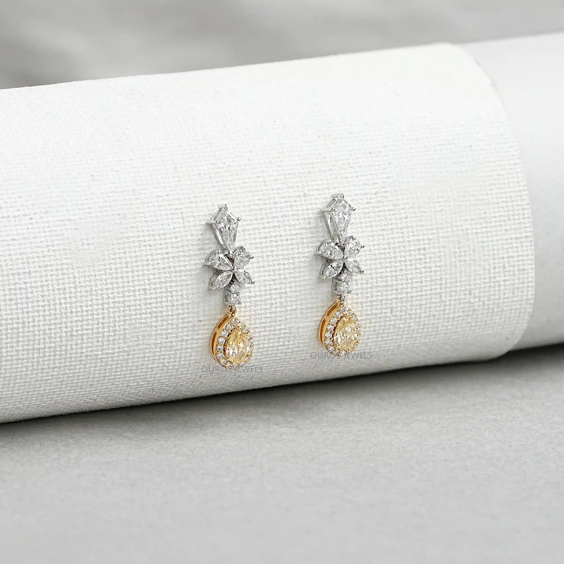 Yellow Pear Diamond Dangle Earrings Earrings