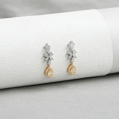 Yellow Pear Diamond Dangle Earrings Earrings