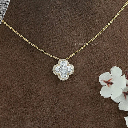 Floral Lab Grown Diamond Halo Pendant