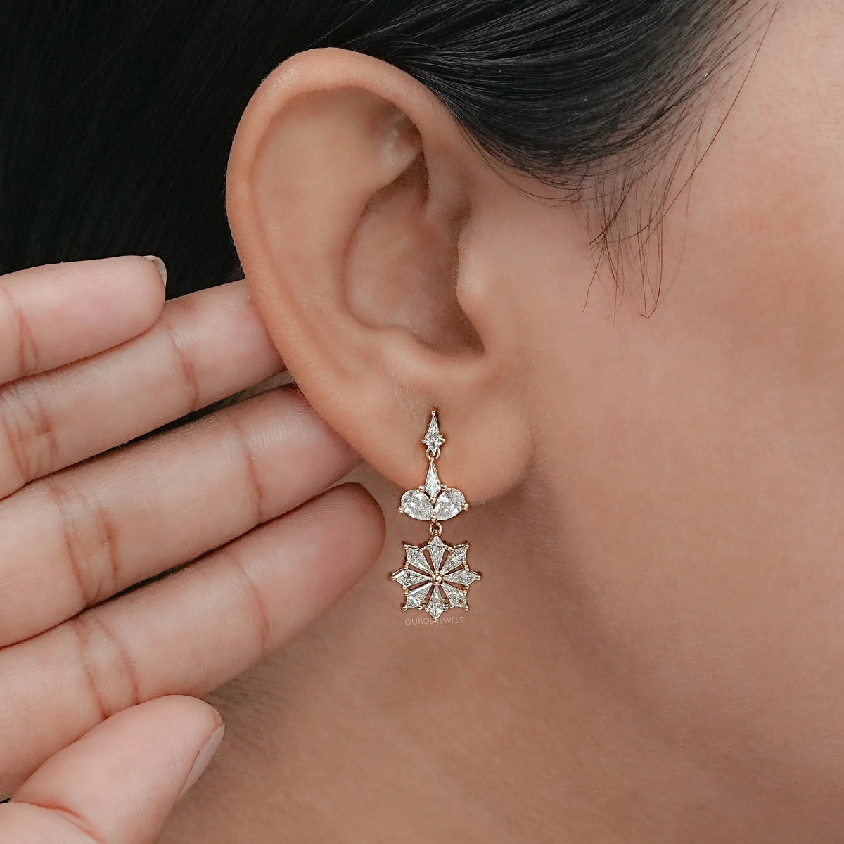 Floral Kite Diamond Dangle Earrings Earring