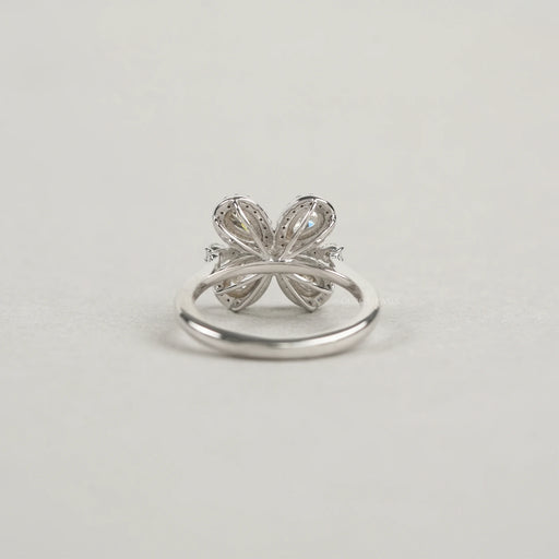 Unique Floral Shape Olive Pear Cut Halo Lab Diamond Ring