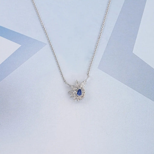 Sapphire Pear And Marquise Floral Cluster Pendant