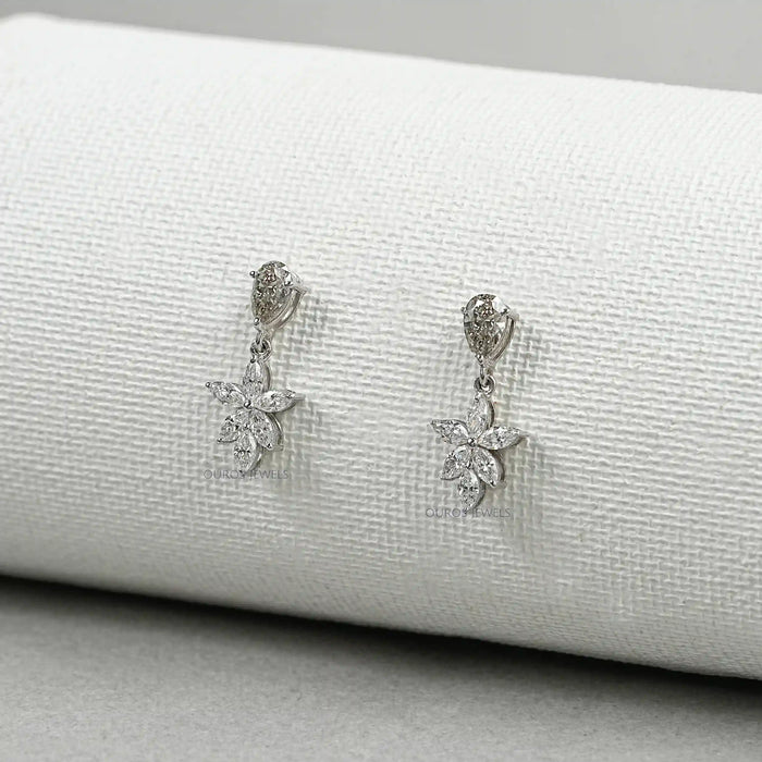 Floral Marquise Shape Drop Earrings Earrings