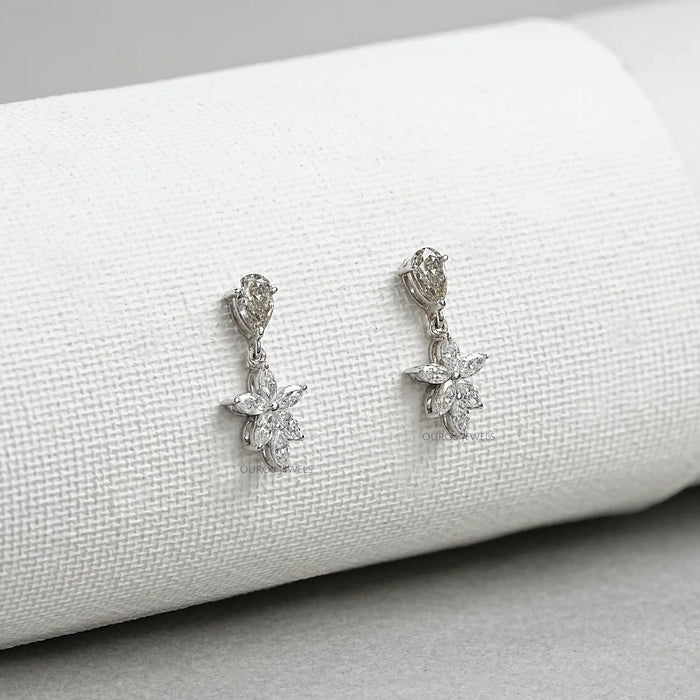 Floral Marquise Shape Drop Earrings Earrings