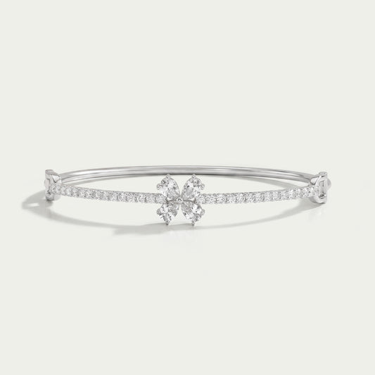 Flower Shape Pear Diamond Bangle Bracelet