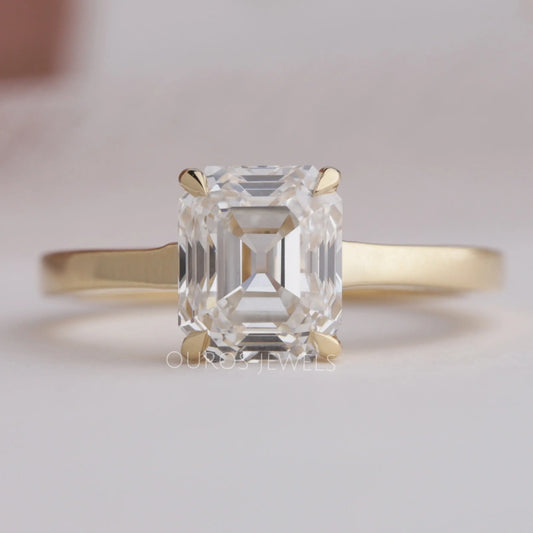 Old Mine Emerald Cut Lab Grown Diamond Solitaire Ring Rings