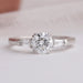 Round and Tapered Baguette Cut Three Stone Engagement Ring Ring