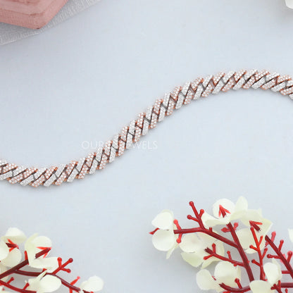 Two Tone Round Cut Miami Cuban Bracelet