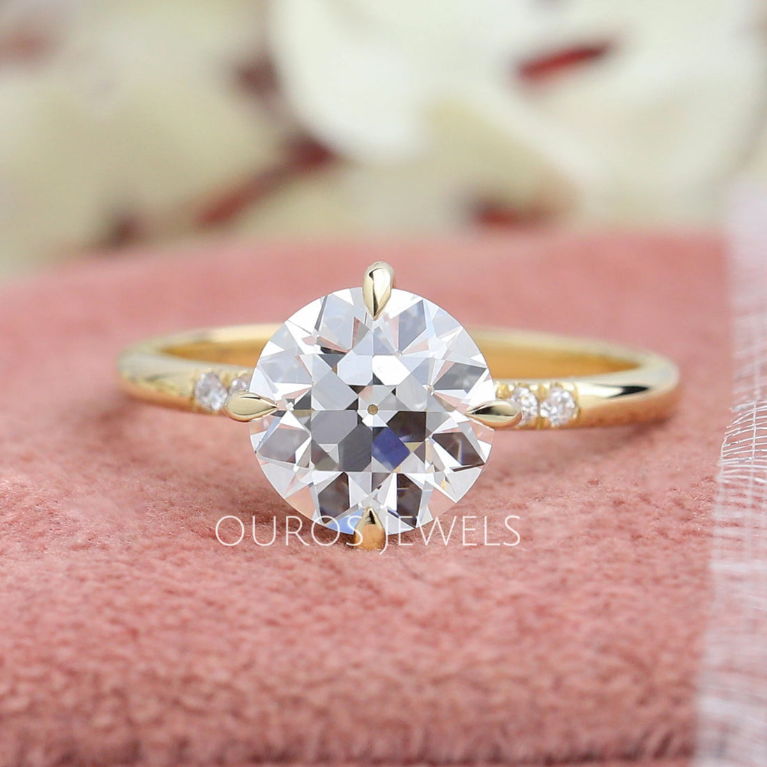 Old European Round Cut Diamond Engagement Ring Rings