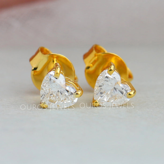 Yellow Gold Heart Shape Lab Diamond Stud Earrings Earring