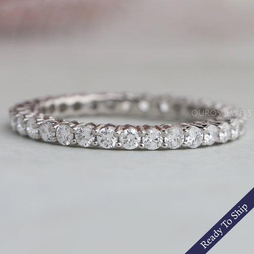 Round Cut Prong Set Full Eternity Wedding Band