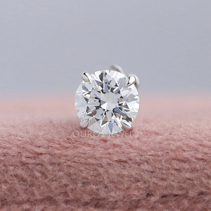 Single Round Lab Grown Diamond Stud Earrings