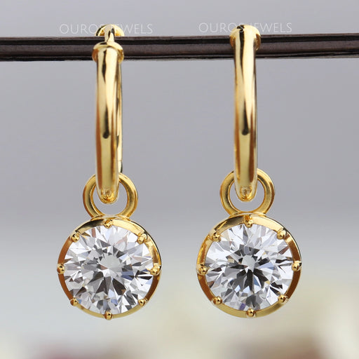 Round Diamond Drop Dangle Earrings